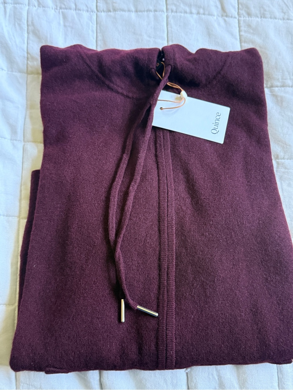 Quince Mongolian Cashmere Full-Zip Hoodie Burgundy M NWT